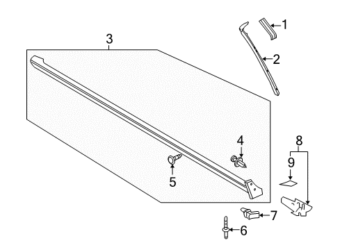 2011 Ford Mustang Exterior Trim - Pillars, Rocker & Floor Rocker Molding Diagram for BR3Z-6310176-AB