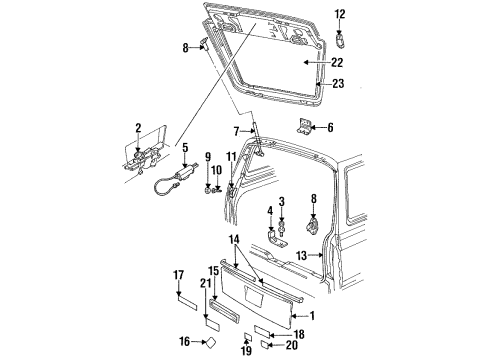 1993 Dodge Grand Caravan Lift Gate & Hardware, Glass, Exterior Trim Hinge-Liftgate Diagram for 4673416