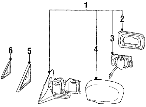 1990 Nissan Stanza Mirrors Mirror Glass, RH Diagram for 96365-65E00