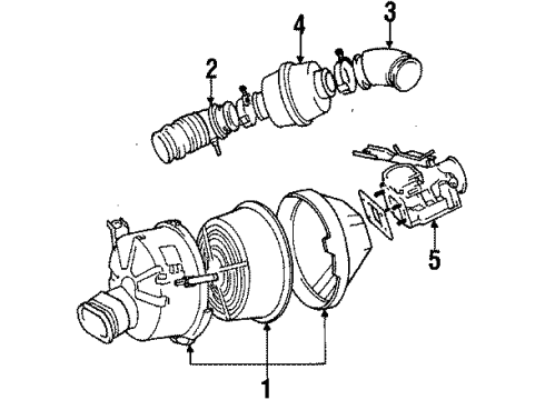 1990 Toyota Supra Air Inlet Air Cleaner Assembly Diagram for 17700-42220