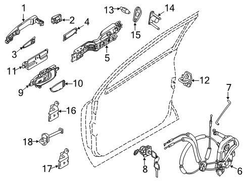 2014 Nissan Murano Front Door Motor Assembly - Regulator, LH Diagram for 80731-1LE0E