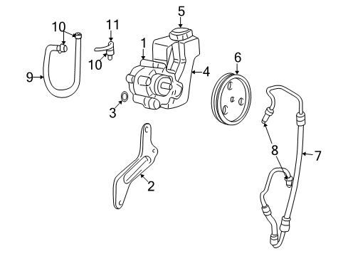 2003 Jeep Grand Cherokee P/S Pump & Hoses, Steering Gear & Linkage Line-Power Steering Pressure Diagram for 68146831AA
