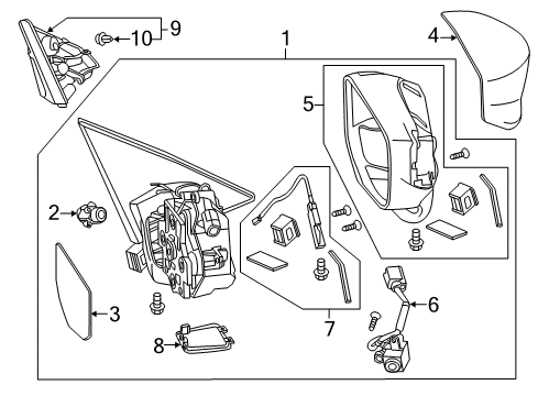 2015 Honda Crosstour Lane Departure Warning Mirror Assembly, Passenger Side (R.C.) (Heated) Diagram for 76208-TY4-A51