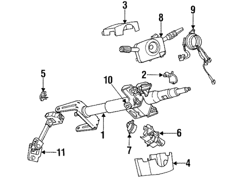 1993 Saturn SC1 Steering Column, Steering Wheel Lever Asm, Turn Signal & Headlamp Dimmer Switch & Windshield Wiper & Windshield Washer Diagram for 21022166