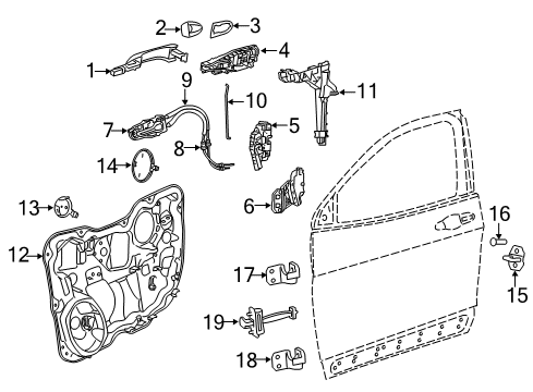 2021 Jeep Cherokee Front Door Front Door Window Regulator Diagram for 68227255AB