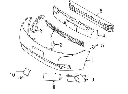 2011 Ford Focus Front Bumper Hole Cover Diagram for 8S4Z-17E810-BA