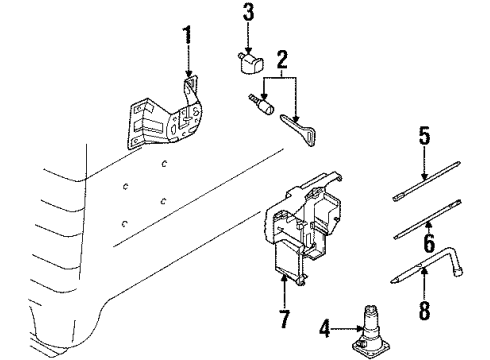 2001 Isuzu Trooper Spare Tire Carrier Carrier Assembly Spare Diagram for 8-97138-456-1