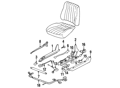 1996 Hyundai Sonata Tracks & Components Motor Assembly-Rear Seat Lifter Diagram for 88543-34210