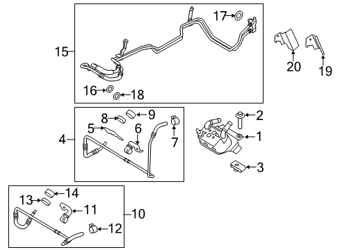 2019 Ford F-150 Trans Oil Cooler Outlet Pipe Diagram for FL3Z-7B028-J