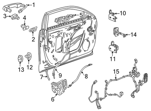 2020 Cadillac CT4 Lock & Hardware Handle Base Clip Diagram for 11612101