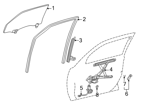 2008 Pontiac Vibe Front Door Run Channel Diagram for 88974657