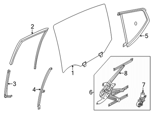 2022 Nissan Versa Front Door Glass & Hardware Sash Assy-Rear Door Partition, RH Diagram for 82222-5EF0A