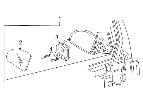 1999 Chevrolet Venture Outside Mirrors Mirror Kit, Outside Rear View(W/Case) Diagram for 12457581