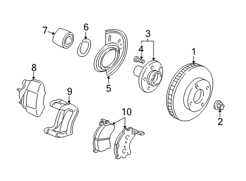 2001 Ford Escape Front Brakes Overhaul Kit Diagram for YL8Z-2A418-AA