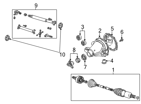 2001 Lincoln LS Axle Components - Rear Cover Assembly Bolt Diagram for 6L1Z-4346-AA