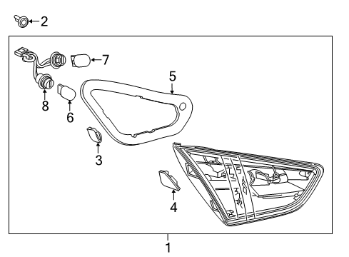 2019 Chevrolet Cruze Tail Lamps Back Up Lamp Assembly Gasket Diagram for 39040352