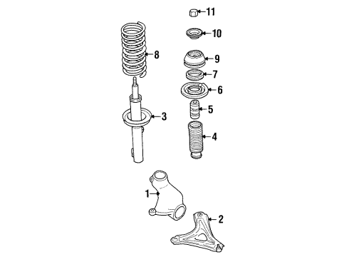 2000 Mercury Cougar Front Suspension Components, Lower Control Arm, Stabilizer Bar Spring Diagram for XS8Z5310DA