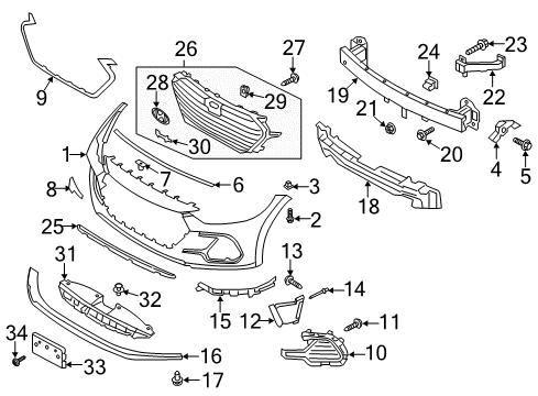2018 Hyundai Elantra Fog Lamps Reinforcement Assembly-Head Lamp Support, RH Diagram for 64128-F2000
