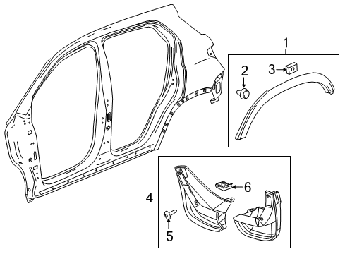 2017 Chevrolet Trax Exterior Trim - Quarter Panel Mud Guard Diagram for 42521444