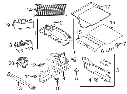 2020 Ford Mustang Interior Trim - Rear Body Package Tray Cover Retainer Diagram for -N803678-S300