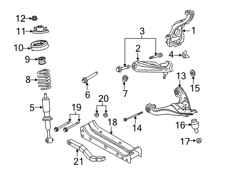 2003 Ford Explorer Front Suspension Components, Lower Control Arm, Upper Control Arm, Stabilizer Bar Cross Bar Diagram for 3L2Z-5019-BA