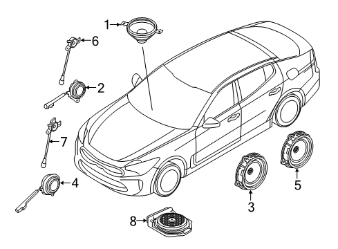 2018 Kia Stinger Sound System Front Tweeter Speaker Assembly Diagram for 96311J5000