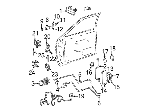 1996 Chevrolet S10 Front Door - Lock & Hardware Handle, Front Side Door Inside Diagram for 15997814