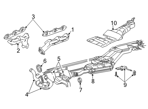 1999 Ford Explorer Exhaust Manifold Muffler & Pipe Diagram for XL2Z-5230-DA