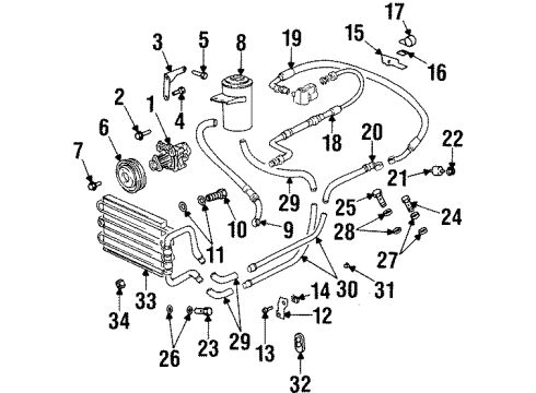 1992 BMW 850i P/S Pump & Hoses, Steering Gear & Linkage Pressure Hose Assembly Diagram for 32411139578