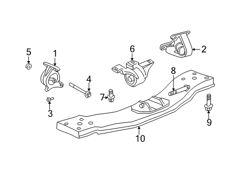 2004 Jeep Liberty Engine & Trans Mounting Bolt Diagram for 6505826AA