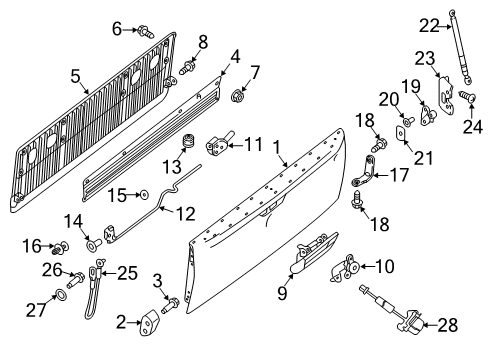 2017 Nissan Titan XD Tail Gate Lock Assy-Rear Gate Diagram for 90502-EZ10A