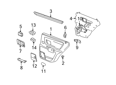 2006 Cadillac SRX Rear Door Trim Asm, Rear Side Door *Cashmere Diagram for 19153291