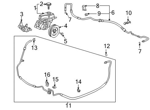 2001 Cadillac DeVille P/S Pump & Hoses, Steering Gear & Linkage Return Hose Clip Diagram for 26072750