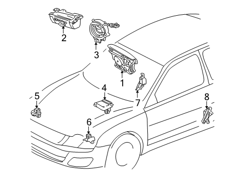 2000 Toyota Avalon Air Bag Components Side Sensor Diagram for 89830-07020