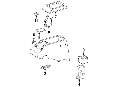 1995 Toyota Land Cruiser Center Console Door Sub-Assy, Console Compartment Diagram for 58951-60010-03