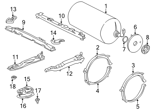 1999 Honda Civic Fuel System Components Band, Rear Cng Tank Diagram for 17522-S1G-010