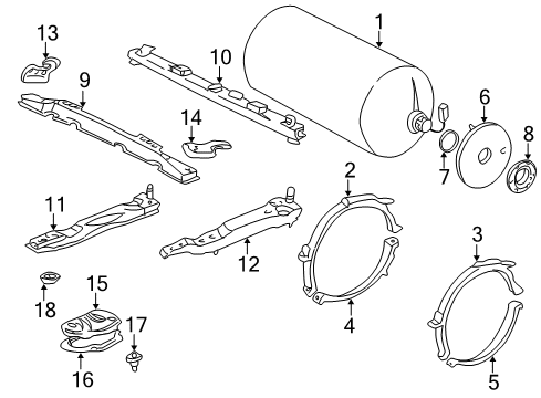 1999 Honda Civic Fuel System Components Frame, L. Tank Side Diagram for 74565-S1G-A00