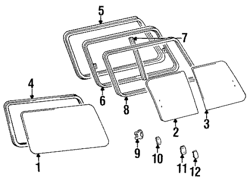 1991 Toyota Land Cruiser Glass & Hardware - Quarter Panel Plate Retainer Diagram for 62793-95704