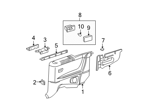 2002 Toyota Solara Interior Trim - Quarter Panels Panel Sub-Assy, Quarter Trim, RH Diagram for 62507-AA011-C0