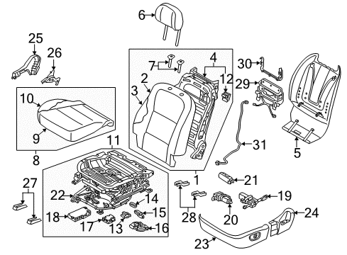 2016 Hyundai Equus Power Seats SWTICH Assembly-Power Seat, RH Diagram for 88991-3N500