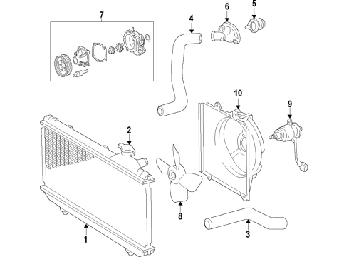 1995 Toyota Paseo Cooling System, Radiator, Water Pump, Cooling Fan Fan Motor Diagram for 16363-11030