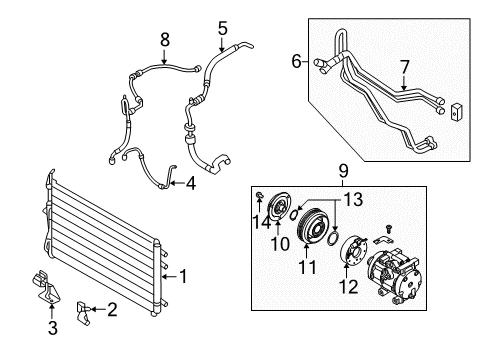 2007 Kia Sedona A/C Condenser, Compressor & Lines Disc & Hub Assembly-A/C Diagram for 976444D900FFF