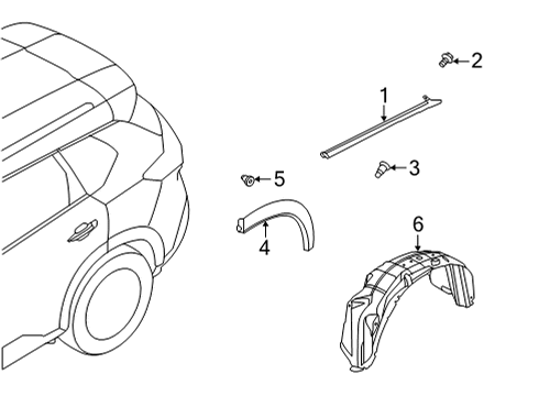 2021 Nissan Rogue Exterior Trim - Quarter Panel PROTECTOR R-WHEELHOUSE, H Diagram for 76748-6RR0B