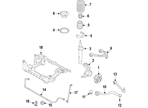 2015 BMW M6 Front Suspension Components, Lower Control Arm, Upper Control Arm, Ride Control, Stabilizer Bar Stabilizer Front With Rubber Mounting Diagram for 31352284511