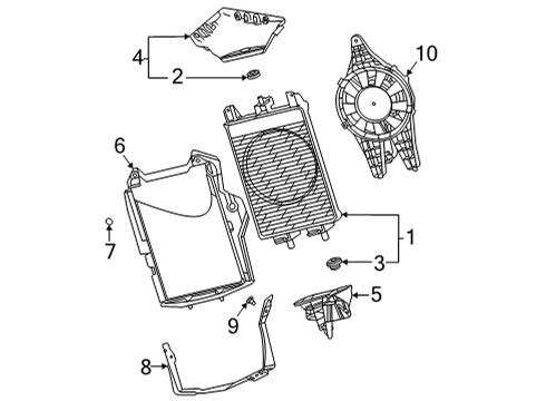 2020 Chevrolet Corvette Radiator & Components Mount Bracket Diagram for 84524655