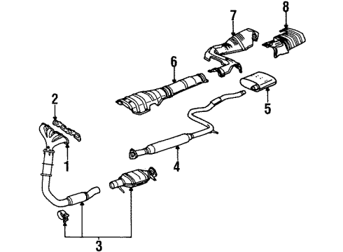 2001 Saturn SC1 Exhaust Components Exhaust Manifold Pipe Assembly Diagram for 21012981