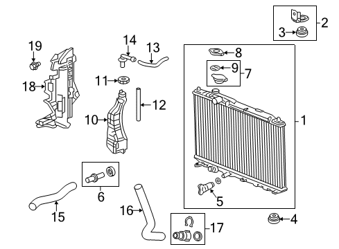 2012 Honda Civic Powertrain Control Radiator (Denso) Diagram for 19010-R1A-A51