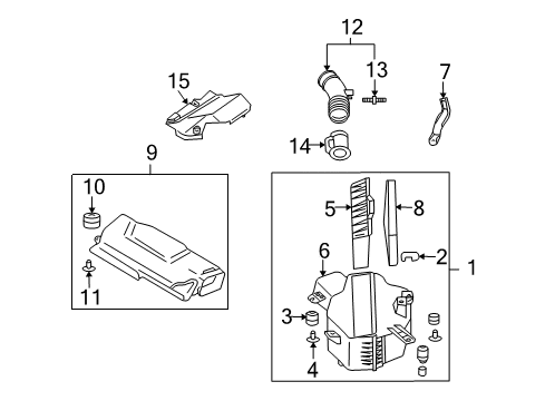 2005 Infiniti Q45 Filters Air Cleaner Cover Diagram for 16526-CR900