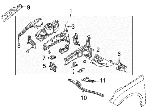 2017 Ford Focus Structural Components & Rails Inner Reinforcement Diagram for AV6Z-58103A32-B