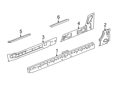 2018 GMC Yukon XL Rocker Panel Rocker Reinforcement Diagram for 23287545